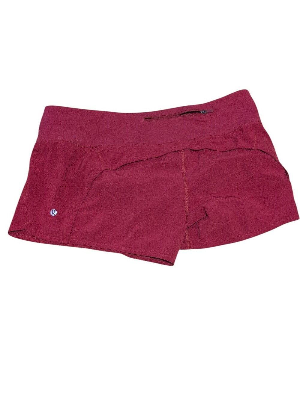 Lululemon Speed Shorts in a burgundy/wine red colorway. Lightweight athletic sho